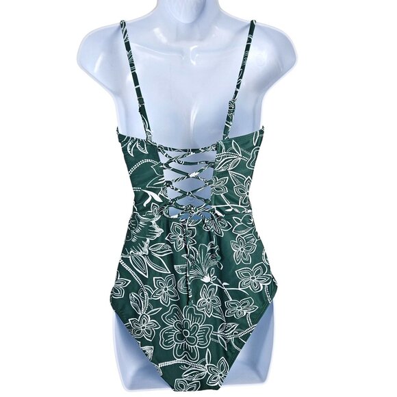 Cupshe Womens Large Floral Print Shirred Cutout One Piece Swimsuit Adjustable - Picture 3 of 8